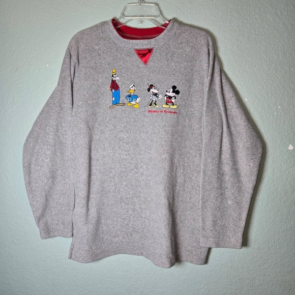 Disney Mickey and Friends Women Sweatshirt 16W Gray Long Sleeves Goofy Donald - Picture 1 of 16